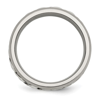 Diamond Inlay Wedding Band in Titanium & Sterling Silver, 7mm - Birthstone Company
