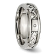 Diamond Inlay Wedding Band in Titanium & Sterling Silver, 7mm - Birthstone Company
