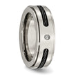 Titanium Unisex Wedding Band with Black IP-Plating and Diamond