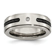 Titanium Unisex Wedding Band with Black IP-Plating and Diamond