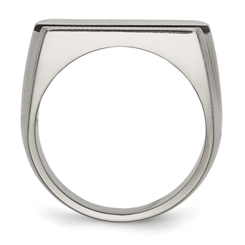 Titanium Grey Ti Brushed/Polished Blue Annodized Stripe Ring - Birthstone Company