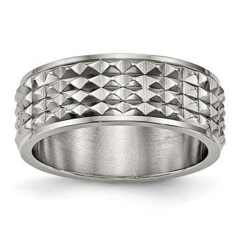 Titanium Polished Studded Ring - Birthstone Company