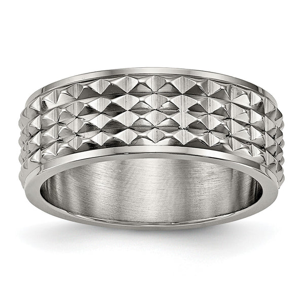 Titanium Polished Studded Ring - Birthstone Company