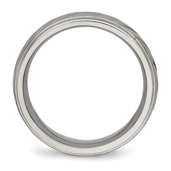 Titanium Brushed and Polished Grooved Ring - Birthstone Company