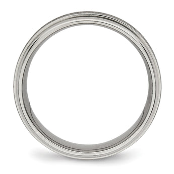 Titanium Brushed and Polished Ridged Edge Ring - Birthstone Company