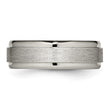 Titanium Brushed and Polished Ridged Edge Ring - Birthstone Company