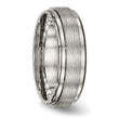 Titanium Brushed and Polished Ridged Edge Ring - Birthstone Company