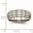 Titanium Brushed and Polished Ridged Edge Ring - Birthstone Company