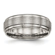 Titanium Brushed and Polished Ridged Edge Ring - Birthstone Company