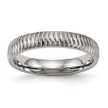 Titanium Polished Textured Ring - Birthstone Company