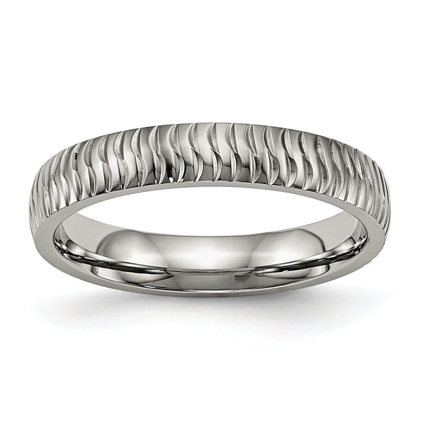 Titanium Polished Textured Ring - Birthstone Company