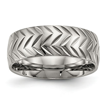 Titanium Polished Diamond Cut Ring - Birthstone Company