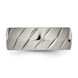 Titanium Polished Diamond Cut Ring - Birthstone Company