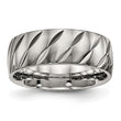 Titanium Polished Diamond Cut Ring - Birthstone Company