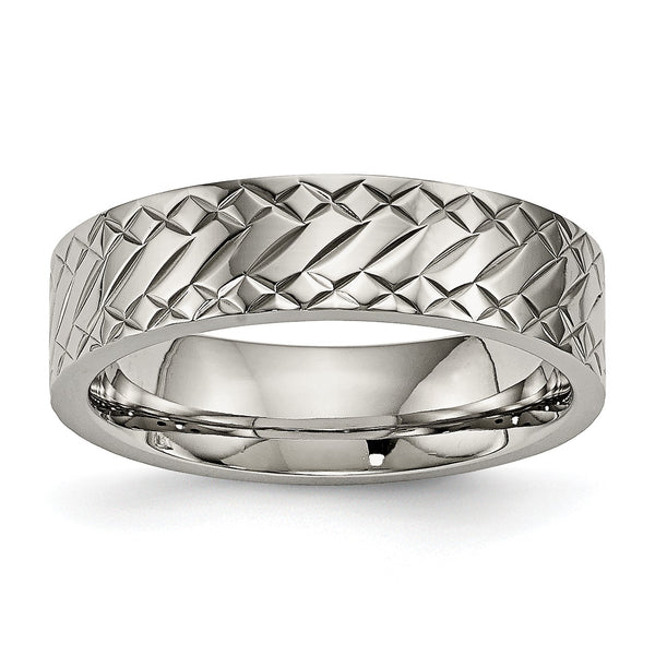 Titanium Polished Textured Ring - Birthstone Company