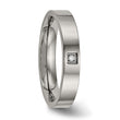 Titanium Polished Flat Comfort Back CZ Ring - Birthstone Company