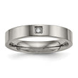 Titanium Polished Flat Comfort Back CZ Ring - Birthstone Company