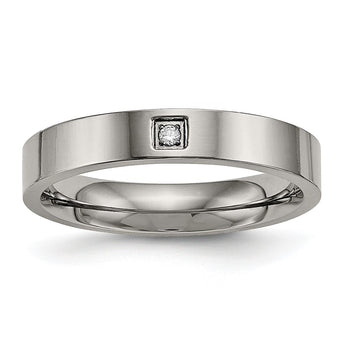 Titanium Polished Flat Comfort Back CZ Ring - Birthstone Company