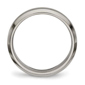 Titanium Polished Grooved Comfort Back Ring - Birthstone Company