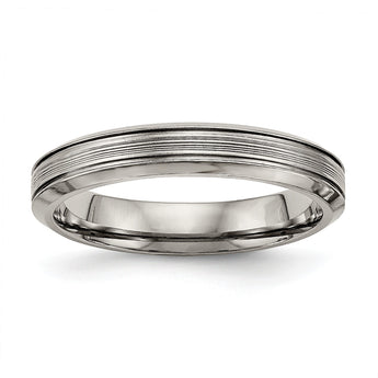 Titanium Polished Grooved Comfort Back Ring - Birthstone Company