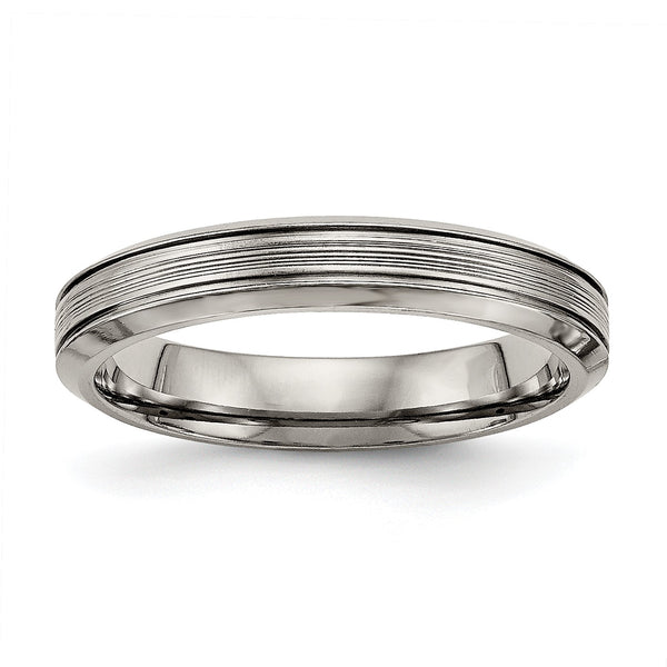 Titanium Polished Grooved Comfort Back Ring - Birthstone Company