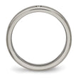 Titanium Polished Grooved Comfort Back CZ Ring - Birthstone Company