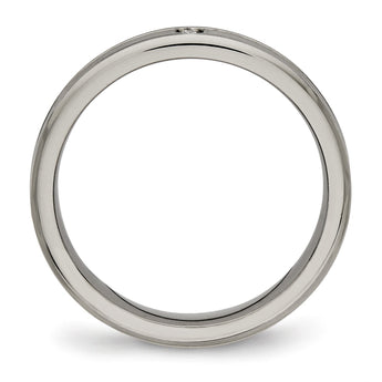 Titanium Polished Grooved Comfort Back CZ Ring - Birthstone Company
