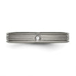 Titanium Polished Grooved Comfort Back CZ Ring - Birthstone Company