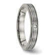 Titanium Polished Grooved Comfort Back CZ Ring - Birthstone Company