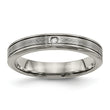 Titanium Polished Grooved Comfort Back CZ Ring - Birthstone Company