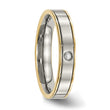 Titanium Polished Yellow IP Grooved Comfort Back CZ Ring - Birthstone Company