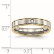 Titanium Polished Yellow IP Grooved Comfort Back CZ Ring - Birthstone Company