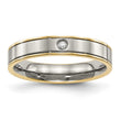 Titanium Polished Yellow IP Grooved Comfort Back CZ Ring - Birthstone Company