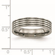 Titanium Polished Grooved Comfort Back Ring - Birthstone Company
