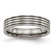 Titanium Polished Grooved Comfort Back Ring - Birthstone Company