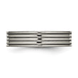 Titanium Polished Grooved Comfort Back CZ Ring - Birthstone Company