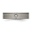 Titanium Polished Grooved Comfort Back CZ Ring - Birthstone Company