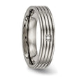 Titanium Polished Grooved Comfort Back CZ Ring - Birthstone Company