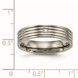 Titanium Polished Grooved Comfort Back CZ Ring - Birthstone Company