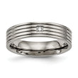Titanium Polished Grooved Comfort Back CZ Ring - Birthstone Company