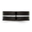 Titanium Polished Black IP Grooved Comfort Back Ring - Birthstone Company
