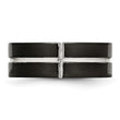 Titanium Polished Black IP Grooved Comfort Back Ring - Birthstone Company
