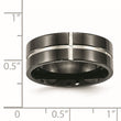 Titanium Polished Black IP Grooved Comfort Back Ring - Birthstone Company