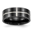 Titanium Polished Black IP Grooved Comfort Back Ring - Birthstone Company
