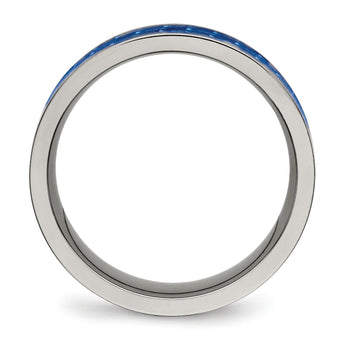 Titanium Polished w/ Blue Carbon Fiber Inlay Band - Birthstone Company