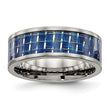 Titanium Polished w/ Blue Carbon Fiber Inlay Band - Birthstone Company
