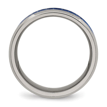 Titanium Polished w/ Blue Carbon Fiber Inlay Band - Birthstone Company