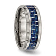 Titanium Polished w/ Blue Carbon Fiber Inlay Band - Birthstone Company