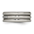 Titanium Polished Grooved CZ Ring - Birthstone Company
