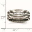 Titanium Polished Grooved CZ Ring - Birthstone Company